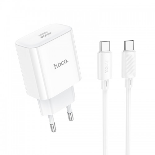 Мережевий зарядний пристрій HOCO C76A Pro Majestic single port PD30W charger set (Type-C to Type-C)(EU) White