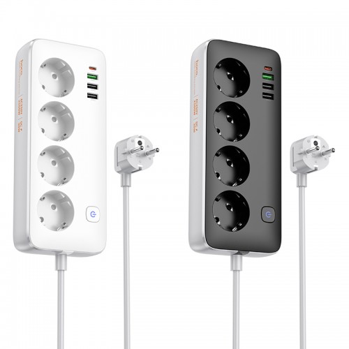 Сетевой удлинитель HOCO AC22 Sunlight 4-местный (PD30W/1C3A) настольная розетка (EU/GER) Белый