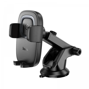 Автотримач для телефона з БЗП HOCO HW32 Crown push-type wireless charging car holder (center console) Black Metal Gray