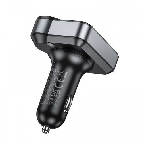 АЗП з FM-модулятором HOCO E86 Alegria 48W dual port PD30W+QC3.0 car BT FM transmitter Black