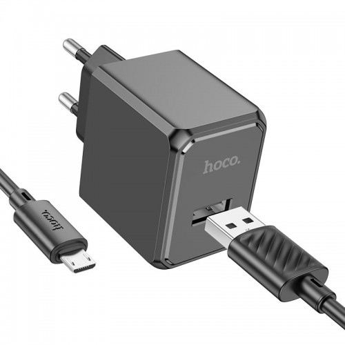 Мережевий зарядний пристрій з кабелем HOCO CS11A Ocean single port charger set(Micro) 10.5W Black
