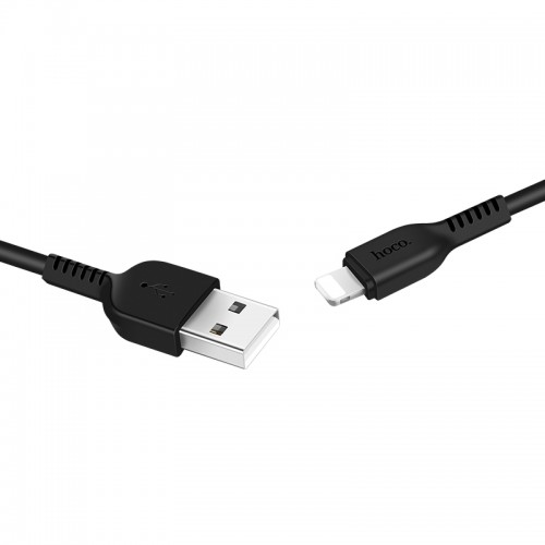 Кабель HOCO X13 USB to iP 2.4A, 1 м, PVC, разъемы PVC, черный