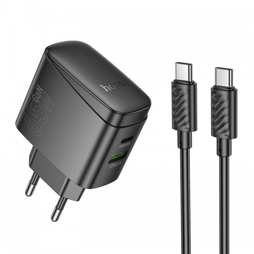 Мережевий зарядний пристрій з кабелем HOCO CS63A Bright PD65W(1A1C) charger set (C to C)(EU) Black
