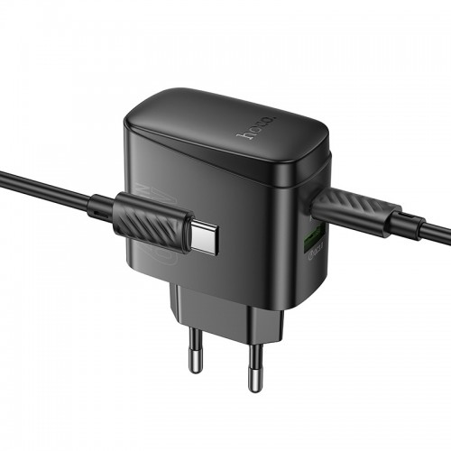 Мережевий зарядний пристрій з кабелем HOCO CS63A Bright PD65W(1A1C) charger set (C to C)(EU) Black