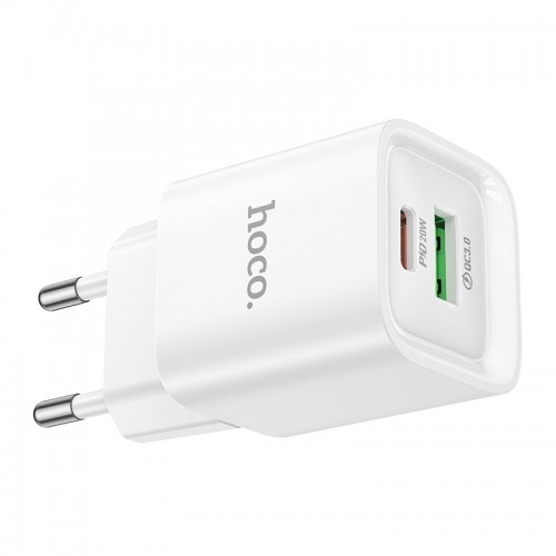 Сетевое зарядное устройство HOCO C147A Charm PD20W+QC3.0 charger (EU) White