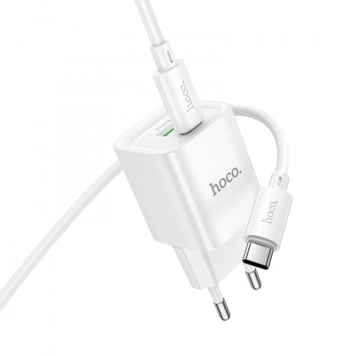 Сетевое зарядное устройство с кабелем HOCO C147A Charm PD20W+QC3.0 charger set (C to C)(EU) White