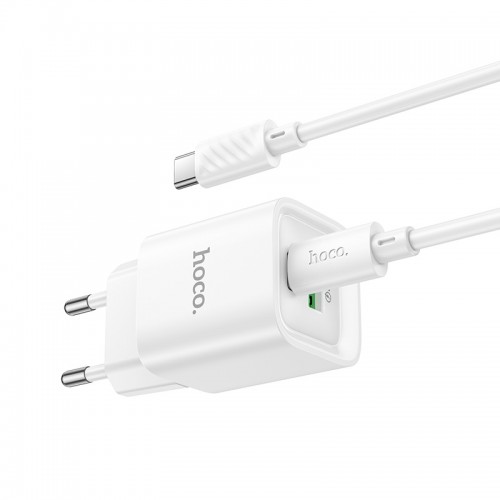 Сетевое зарядное устройство с кабелем HOCO C147A Charm PD20W+QC3.0 charger set (C to C)(EU) White