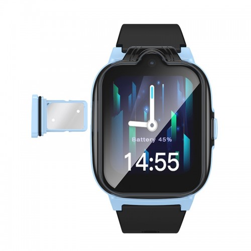 Дитячий смарт-годинник Hoco Y104 42mm. SIM 4G. Wi-Fi. 700 mAh. IP65 Blue