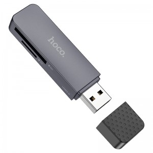 Кардридер HOCO HB45 Spirit 2-в-1 USB 2.0, кардридер Metal Gray