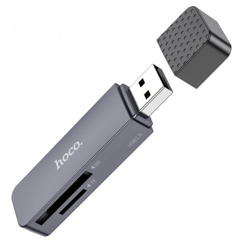 Кардридер HOCO HB45 Spirit 2-в-1 USB 2.0, кардридер Metal Gray