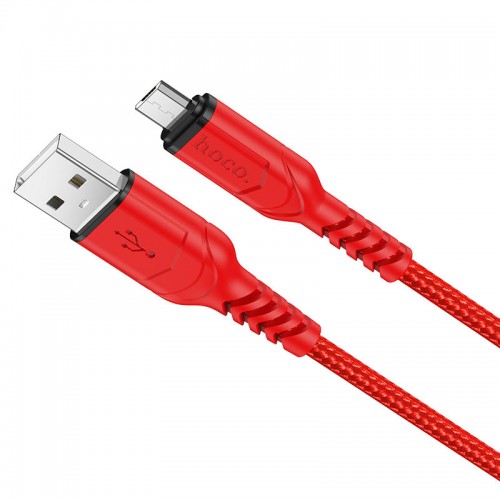 Кабель HOCO X59 USB — Micro 2,4 А, 1 м, нейлон, разъёмы TPE, красный