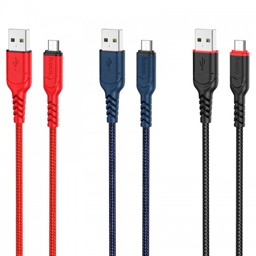 Кабель HOCO X59 USB — Micro 2,4 А, 1 м, нейлон, разъёмы TPE, красный