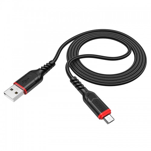 Кабель HOCO X59 USB — Micro USB 2.4A, 1 м, нейлон, разъёмы TPE, чёрный