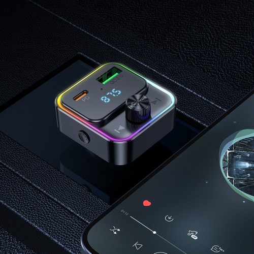 АЗП с FM-модулятором HOCO E81 Fantasy PD30W+QC3.0 автомобильный BT FM-трансмиттер, чёрный