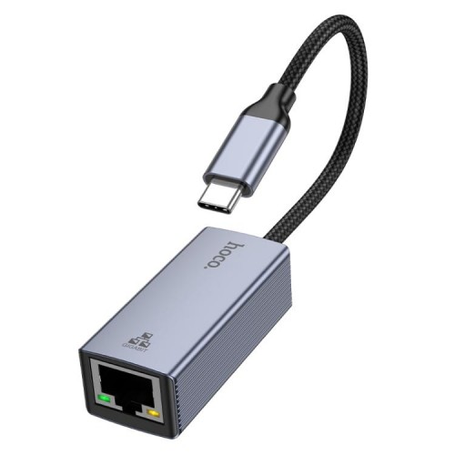 Мережевий адаптер HOCO UA37 Type-C ethernet adapter (1000 Mbps) Metal Gray
