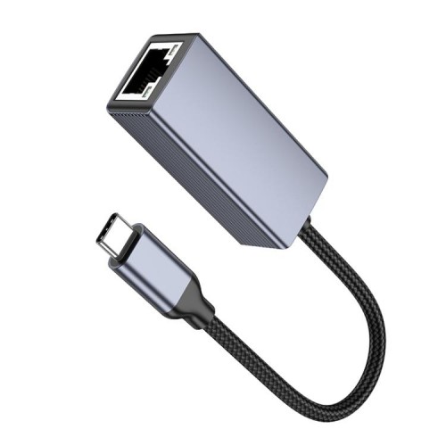 Мережевий адаптер HOCO UA37 Type-C ethernet adapter (1000 Mbps) Metal Gray