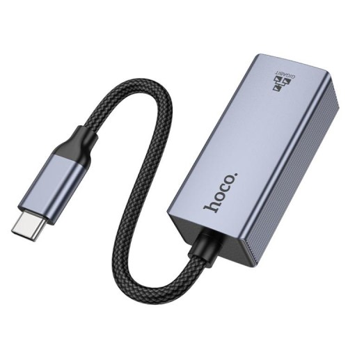Мережевий адаптер HOCO UA37 Type-C ethernet adapter (1000 Mbps) Metal Gray