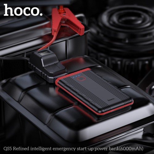 Автомобильное пуско-зарядное устройство HOCO QS5 Refined intelligent emergency start-up power bank (6000mAh) Черный