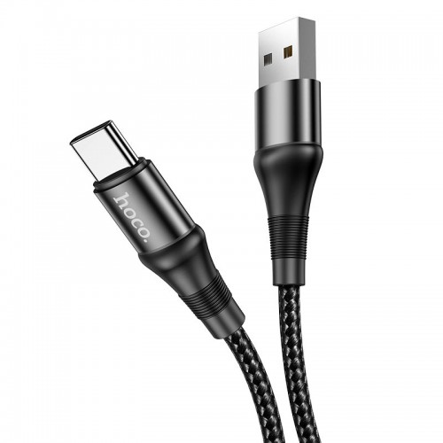 Кабель HOCO X50 USB to Type-C 3A, 1m, nylon, aluminum connectors, Black