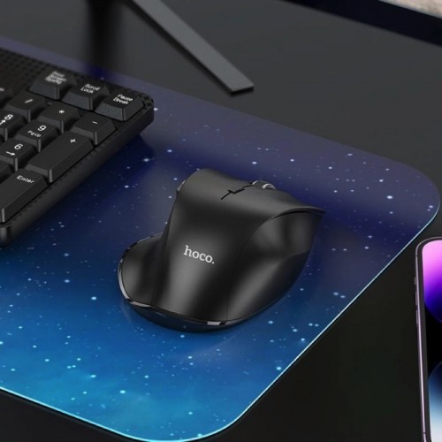 Манипулятор мышь HOCO GM24 Mystic шестикнопочная двухрежимная бизнес беспроводная мышь Черная