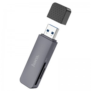 Картридер HOCO HB45 Spirit 2-в-1 USB 3.0, серый металлик