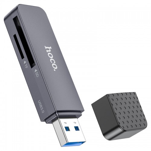 Картридер HOCO HB45 Spirit 2-в-1 USB 3.0, серый металлик