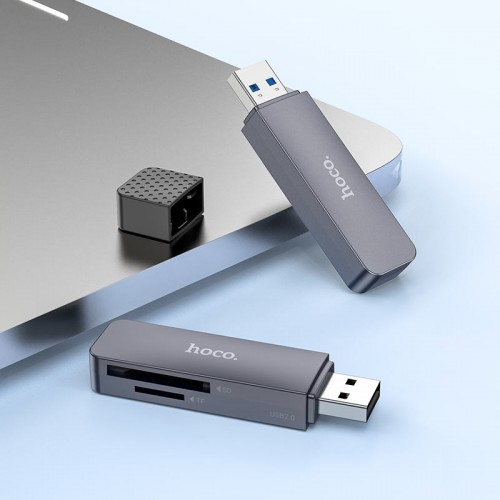 Картридер HOCO HB45 Spirit 2-в-1 USB 3.0, серый металлик