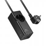Мережевий подовжувач HOCO NS9 Wisdom 1-position (PD67W/3C1A) desktop socket (EU/GER) Black