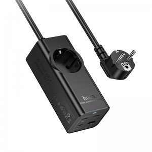 Мережевий подовжувач HOCO NS9 Wisdom 1-position (PD67W/3C1A) desktop socket (EU/GER) Black