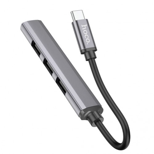USB-хаб HOCO HB26 4 in 1 adapter(Type-C to USB3.0+USB2.0*3) Metal Gray