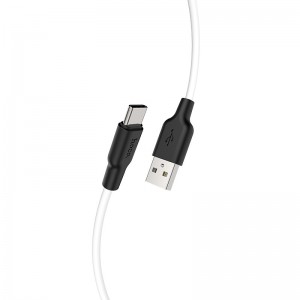 Кабель HOCO X21 Plus USB to Type-C 3A, 2m, silicone, silicone connectors, Black+White