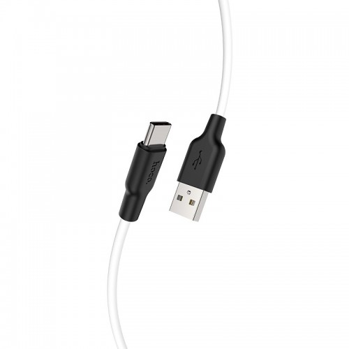 Кабель HOCO X21 Plus USB — Type-C 3A, 2 м, силиконовый, силиконовые коннекторы, Черный+Белый