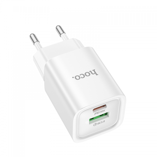 Сетевое зарядное устройство HOCO C149A Charm PD30W+QC3.0 charger (EU) White