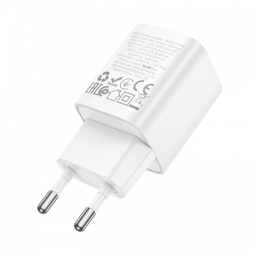 Сетевое зарядное устройство HOCO C149A Charm PD30W+QC3.0 charger (EU) White