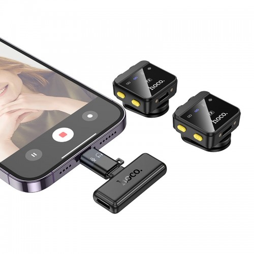 Бездротова мікрофонна система HOCO L17 magnetic dual-mic (iP/Type-C) Black