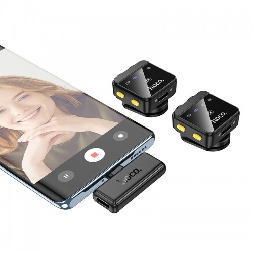 Бездротова мікрофонна система HOCO L17 magnetic dual-mic (iP/Type-C) Black