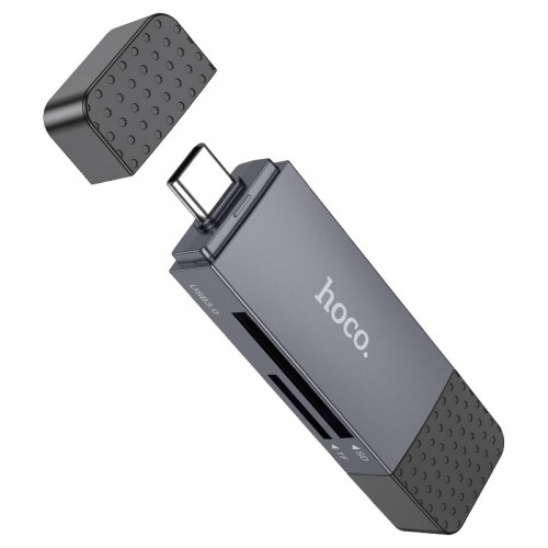 Кардридер HOCO HB45 Spirit 2-в-1 USB/Type-C 3.0 Металлический серый