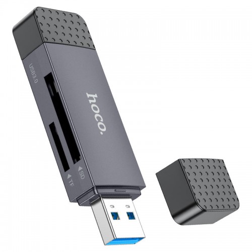 Кардридер HOCO HB45 Spirit 2-в-1 USB/Type-C 3.0 Металлический серый