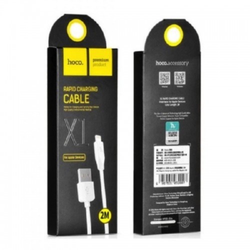 Кабель HOCO X1 USB to iP 2.4A, 2 м, PVC, разъёмы PVC, белый