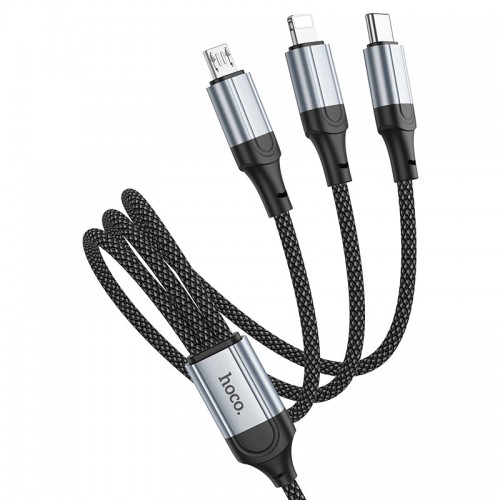 Кабель HOCO X102 Fresh 3-в-1 кабель для зарядки и передачи данных (iP+Micro+Type-C) Черный