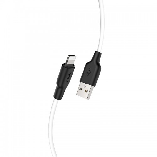 Кабель HOCO X21 Plus USB to iP 2.4A, 2m, silicone, silicone connectors, Black+White