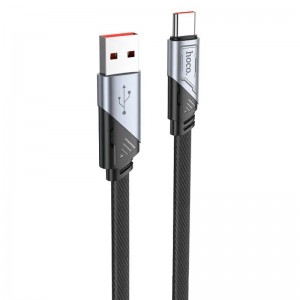 Кабель HOCO U119 USB to Type-C 5A, 1.2m, nylon, aluminum connectors, Black