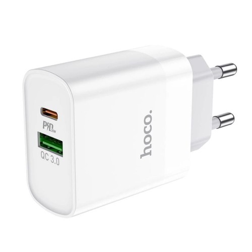 Сетевое зарядное устройство HOCO C80A Rapido PD20W+QC3.0 charger(EU) White
