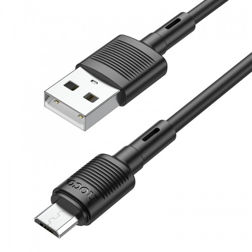 Кабель HOCO X83 USB — Micro 2.4A, 1 м, ПВХ, разъёмы ПВХ, чёрный