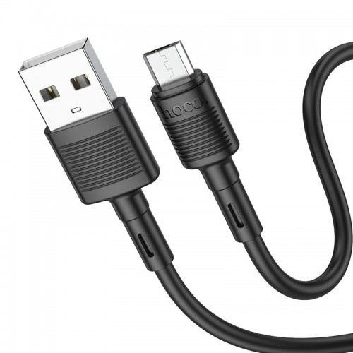 Кабель HOCO X83 USB — Micro 2.4A, 1 м, ПВХ, разъёмы ПВХ, чёрный