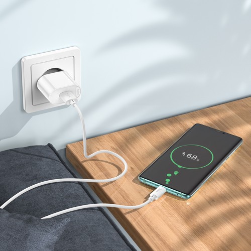 Сетевое зарядное устройство HOCO C109A Fighter однопортовое QC3.0 18W белое