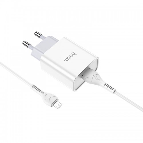 Сетевое зарядное устройство с кабелем HOCO C81A Asombroso single port charger set (Micro) 10,5 Вт, белое