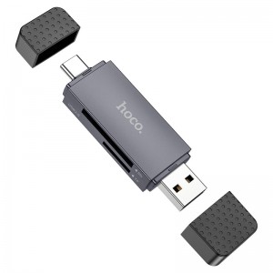 Кардрідер HOCO HB45 Spirit 2-в-1 USB/Type-C 2.0, серый металлик