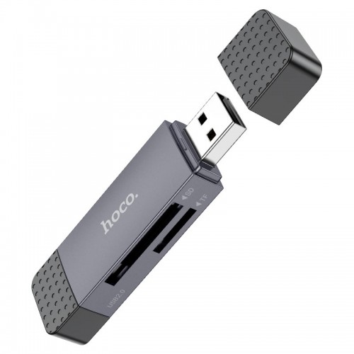 Кардрідер HOCO HB45 Spirit 2-в-1 USB/Type-C 2.0, серый металлик