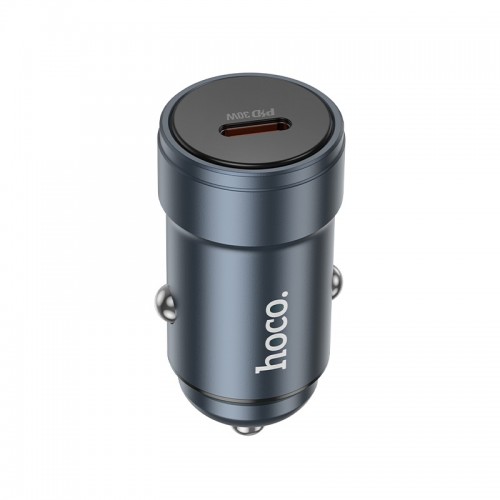 Автомобільний зарядний пристрій HOCO Z57 Glorious single-port PD30W car charger Metal Gray
